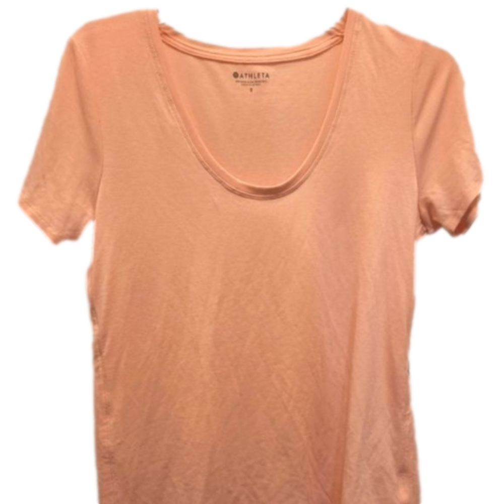 Athleta Scoop Neck Orange/peach  T-shirt sz S Women